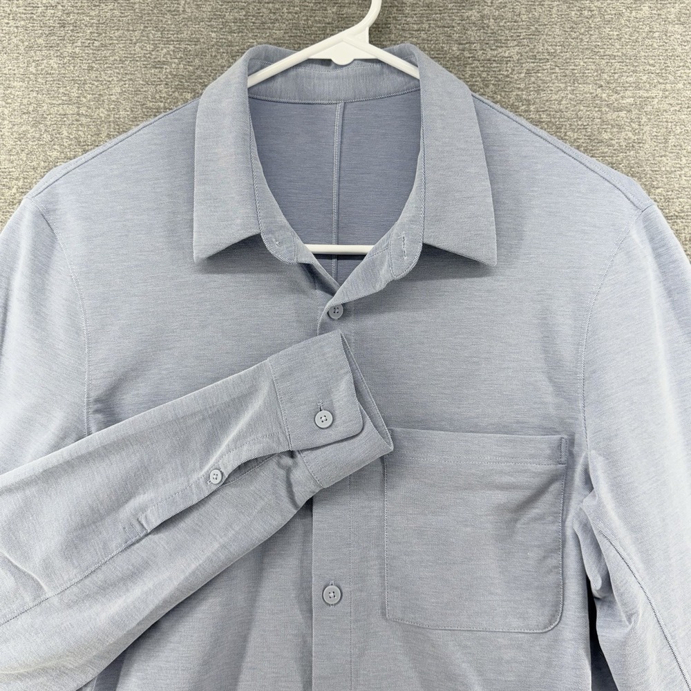 Lululemon Commission Shirt Men Size Sky Blue Long Sleeve Performance Casual